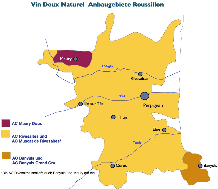Weinbaugebiete Vin Doux Naturel Roussillon